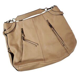Karl Lagerfeld Beige Hobo Bag with Zipper Details